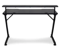 Black LED Gaming Desk With Riser -Walker Edison Shop 810499569 1