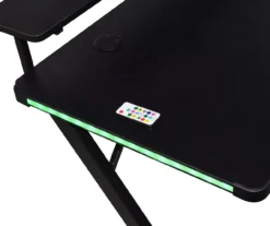 Black LED Gaming Desk With Riser -Walker Edison Shop 810499569 5
