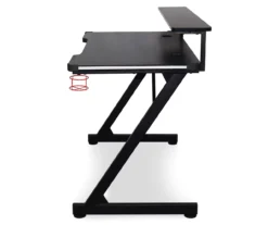 Black LED Gaming Desk With Riser -Walker Edison Shop 810499569 6