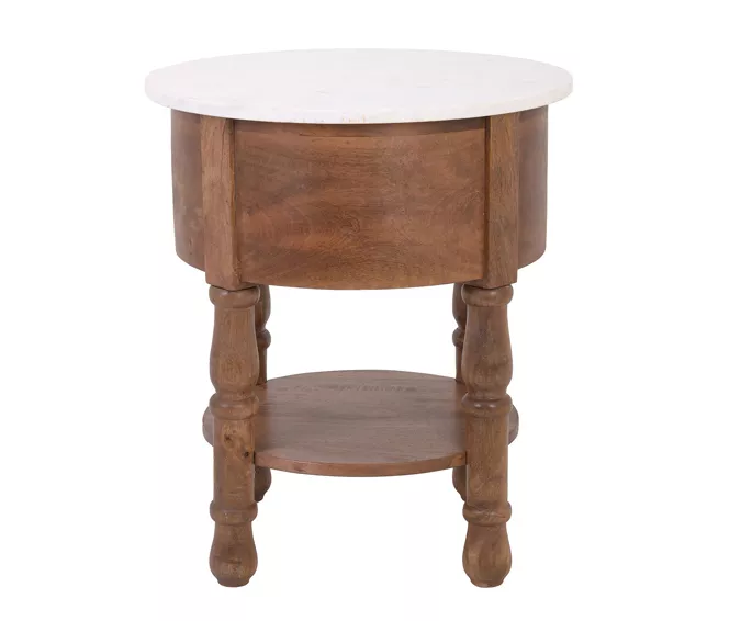 Marble & Mango Wood End Table 5 Marble & Mango Wood End Table - Image 5