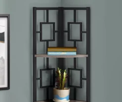 Dark Taupe Square 4-Shelf Corner Bookcase -Walker Edison Shop 810512904 4