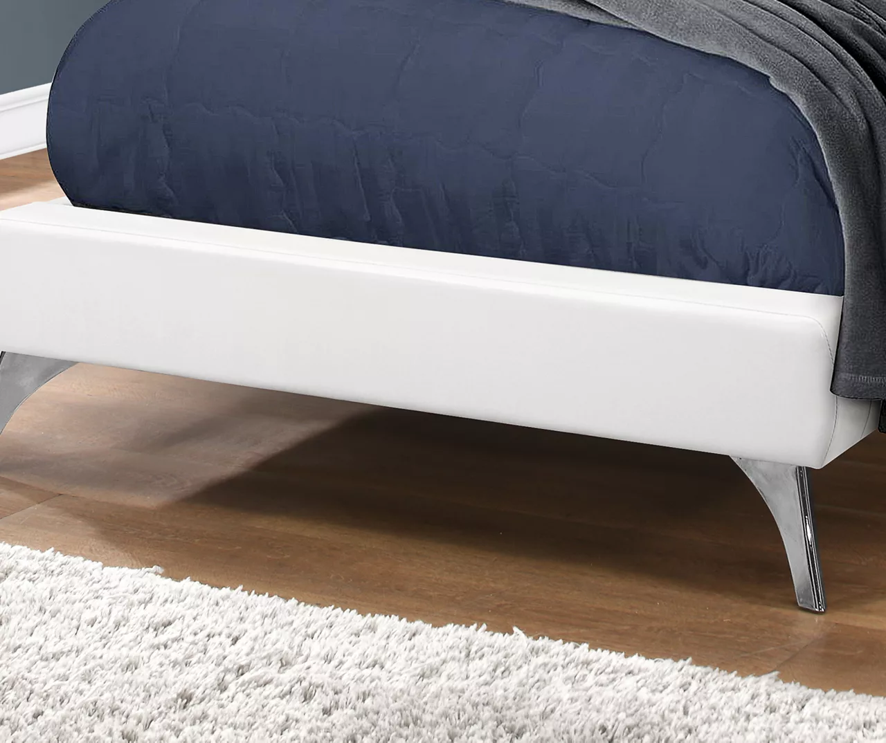 White Tufted Faux Leather Twin Upholstered Platform Bed 4 White Tufted Faux Leather Twin Upholstered Platform Bed - Image 4