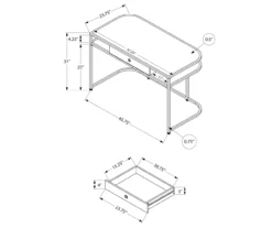White & Silver Chrome Office Desk -Walker Edison Shop 810512954 3