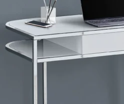 White & Silver Chrome Office Desk -Walker Edison Shop 810512954 4