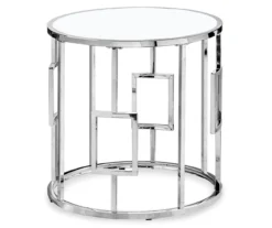 Silver Greek Key End Table