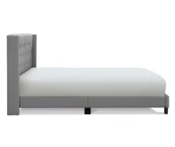 Gray Upholstered Shelter Wingback Queen Bed -Walker Edison Shop 810513491 13