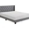 Gray Upholstered Shelter Wingback Queen Bed