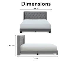 Gray Upholstered Shelter Wingback Queen Bed -Walker Edison Shop 810513491 6