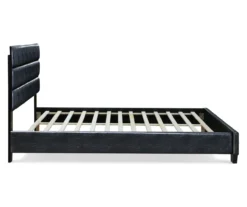 Black Hudson Queen Leather Upholstered Bed -Walker Edison Shop 810513493 11