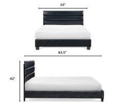 Black Hudson Queen Leather Upholstered Bed -Walker Edison Shop 810513493 6