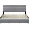Gray Hudson King Upholstered Linen Fabric Bed