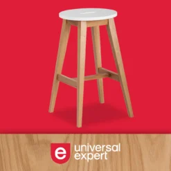 25.59" Oak & White Abacus Wood Counter Stool -Walker Edison Shop 810513499