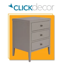 Gray Finley Wood 3-Drawer Nightstand -Walker Edison Shop 810513522