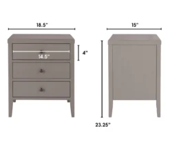 Gray Finley Wood 3-Drawer Nightstand -Walker Edison Shop 810513522 7