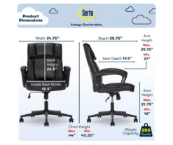 Hannah Black Bonded Leather Office Chair 31 Hannah Black Bonded Leather Office Chair -Walker Edison Shop 810513552 A0 3