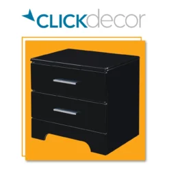 Black Hudson 2-Drawer Wood Nightstand -Walker Edison Shop 810513557