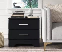 Black Hudson 2-Drawer Wood Nightstand -Walker Edison Shop 810513557 3