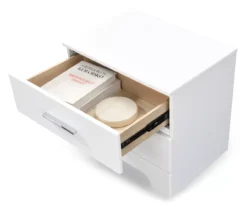 White Hudson 2-Drawer Wood Nightstand -Walker Edison Shop 810513558 7