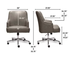 Leighton Gray Memory Foam Bonded Leather Office Chair -Walker Edison Shop 810513560 3