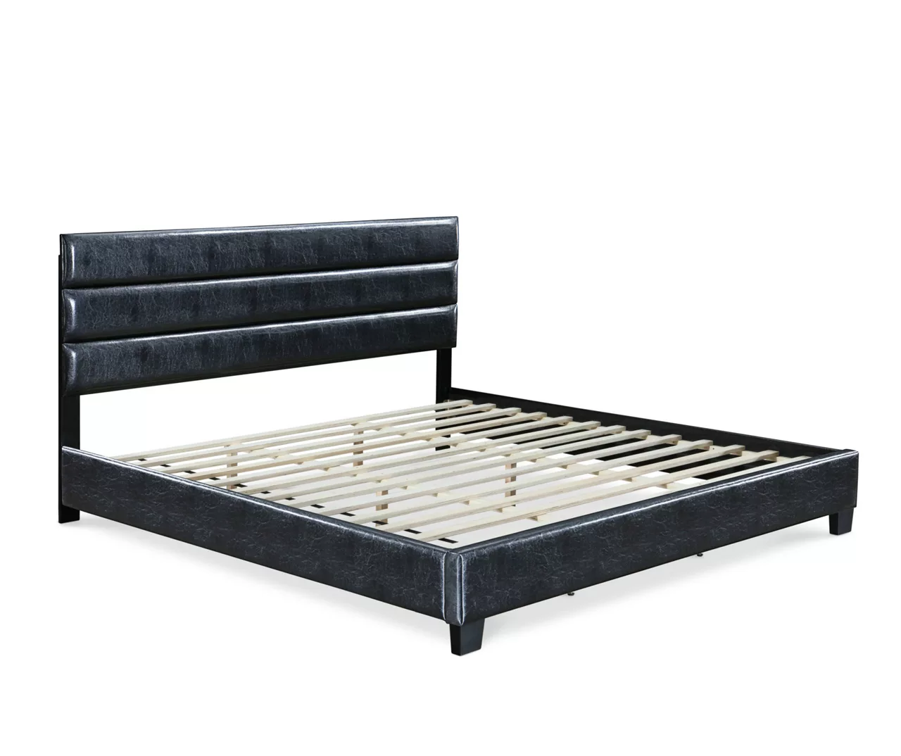Black Channel Tufted King Upholstered Bed Frame 1 Black Channel Tufted King Upholstered Bed Frame