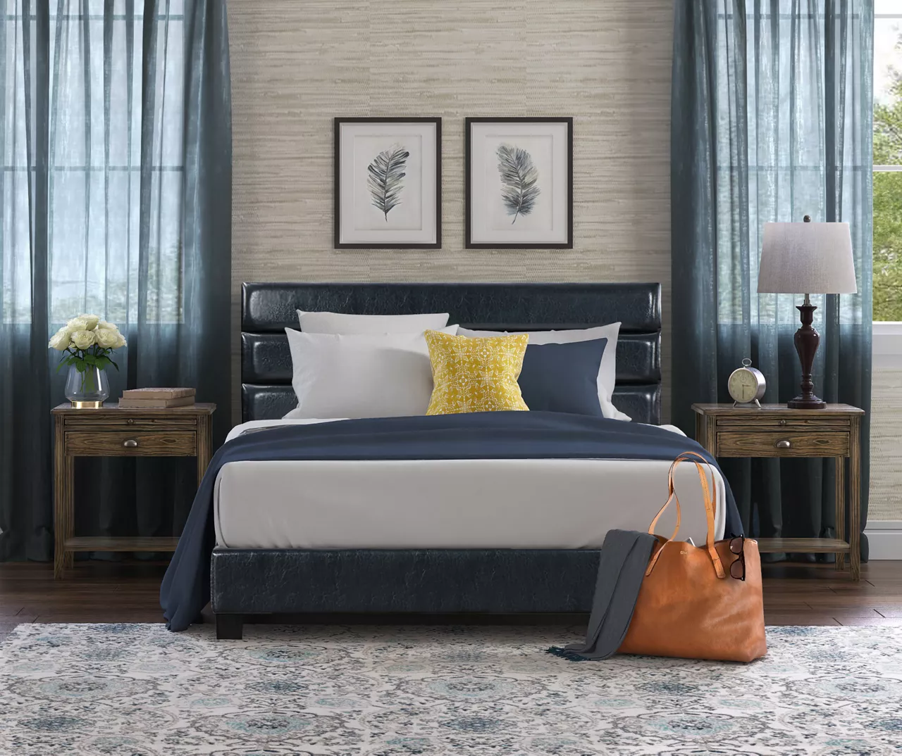 Black Channel Tufted King Upholstered Bed Frame 8 Black Channel Tufted King Upholstered Bed Frame - Image 8