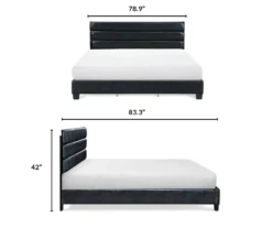 Black Channel Tufted King Upholstered Bed Frame 27 Black Channel Tufted King Upholstered Bed Frame -Walker Edison Shop 810513588 6