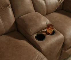 Boxberg Bark Faux Leather Reclining Console Loveseat 8 Boxberg Bark Faux Leather Reclining Console Loveseat -Walker Edison Shop 810519667 3