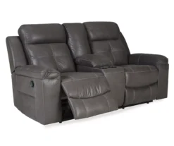 Jesolo Gray Reclining Console Loveseat -Walker Edison Shop 810519670 1