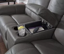 Jesolo Gray Reclining Console Loveseat -Walker Edison Shop 810519670 3