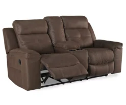 Jesolo Coffee Brown Reclining Console Loveseat -Walker Edison Shop 810519673 1
