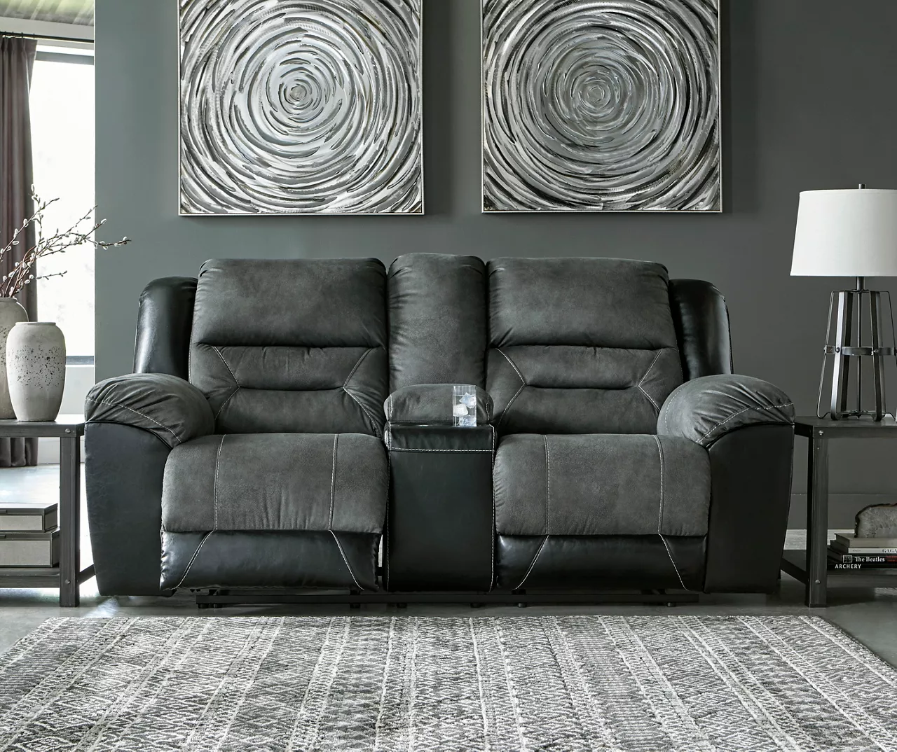 Earhart Faux Leather Reclining Console Loveseat 5 Earhart Faux Leather Reclining Console Loveseat - Image 5