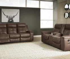 Jesolo Coffee Brown Reclining Console Loveseat -Walker Edison Shop 810519726 810519673 1 1