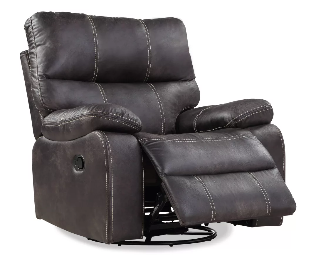 New Albany Dark Graphite Leather Look Micro Suede Swivel Reclining Glider 1 New Albany Dark Graphite Leather Look Micro Suede Swivel Reclining Glider
