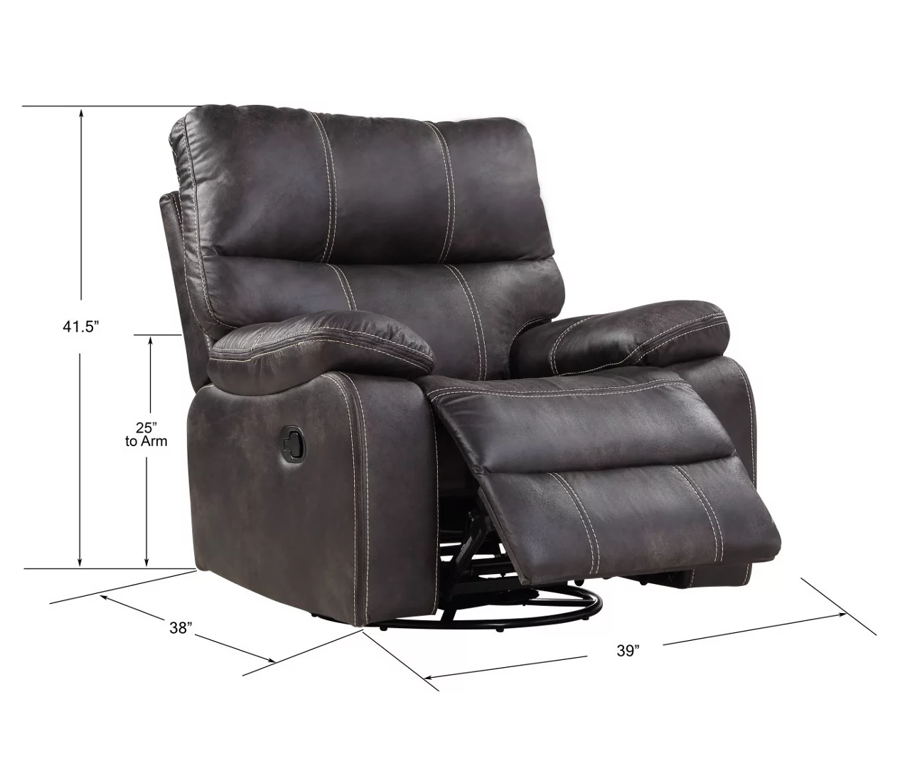 New Albany Dark Graphite Leather Look Micro Suede Swivel Reclining Glider 8 New Albany Dark Graphite Leather Look Micro Suede Swivel Reclining Glider - Image 8