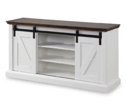 60" Dark Brown & White Barn Door TV Stand 5 60" Dark Brown & White Barn Door TV Stand -Walker Edison Shop 810523487 3