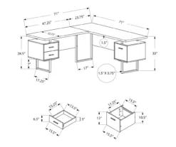Black & Silver 3-Drawer L-Shaped Corner Desk -Walker Edison Shop 810527323 5