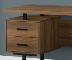 60" Walnut Woodgrain & Black Floating Desk -Walker Edison Shop 810527324 3