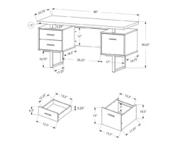 60" Walnut Woodgrain & Black Floating Desk -Walker Edison Shop 810527324 5
