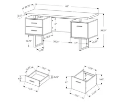 60" Cherry Woodgrain & Black Floating Desk -Walker Edison Shop 810527325 5