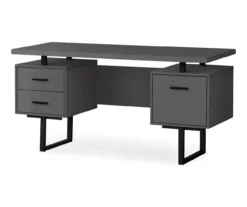 60" Gray & Black Floating Desk