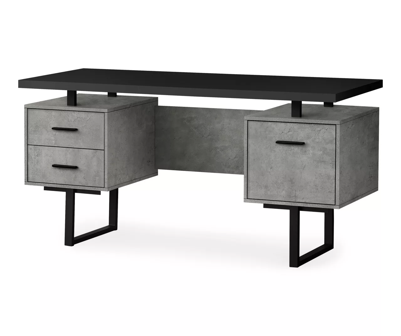 60" Concrete Gray & Black Floating Desk 1 60" Concrete Gray & Black Floating Desk