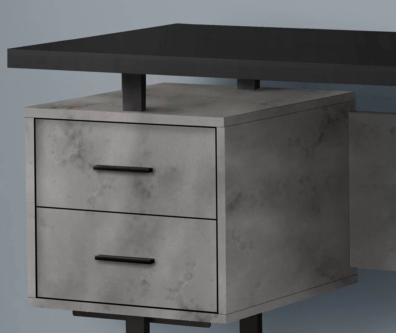 60" Concrete Gray & Black Floating Desk 3 60" Concrete Gray & Black Floating Desk - Image 3
