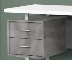 60" Concrete Gray & White Floating Desk -Walker Edison Shop 810527330 3