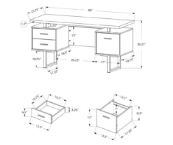 60" Concrete Gray & White Floating Desk -Walker Edison Shop 810527330 5