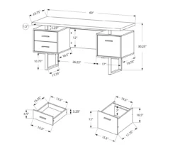 60" Black & Silver Floating Desk -Walker Edison Shop 810527331 5