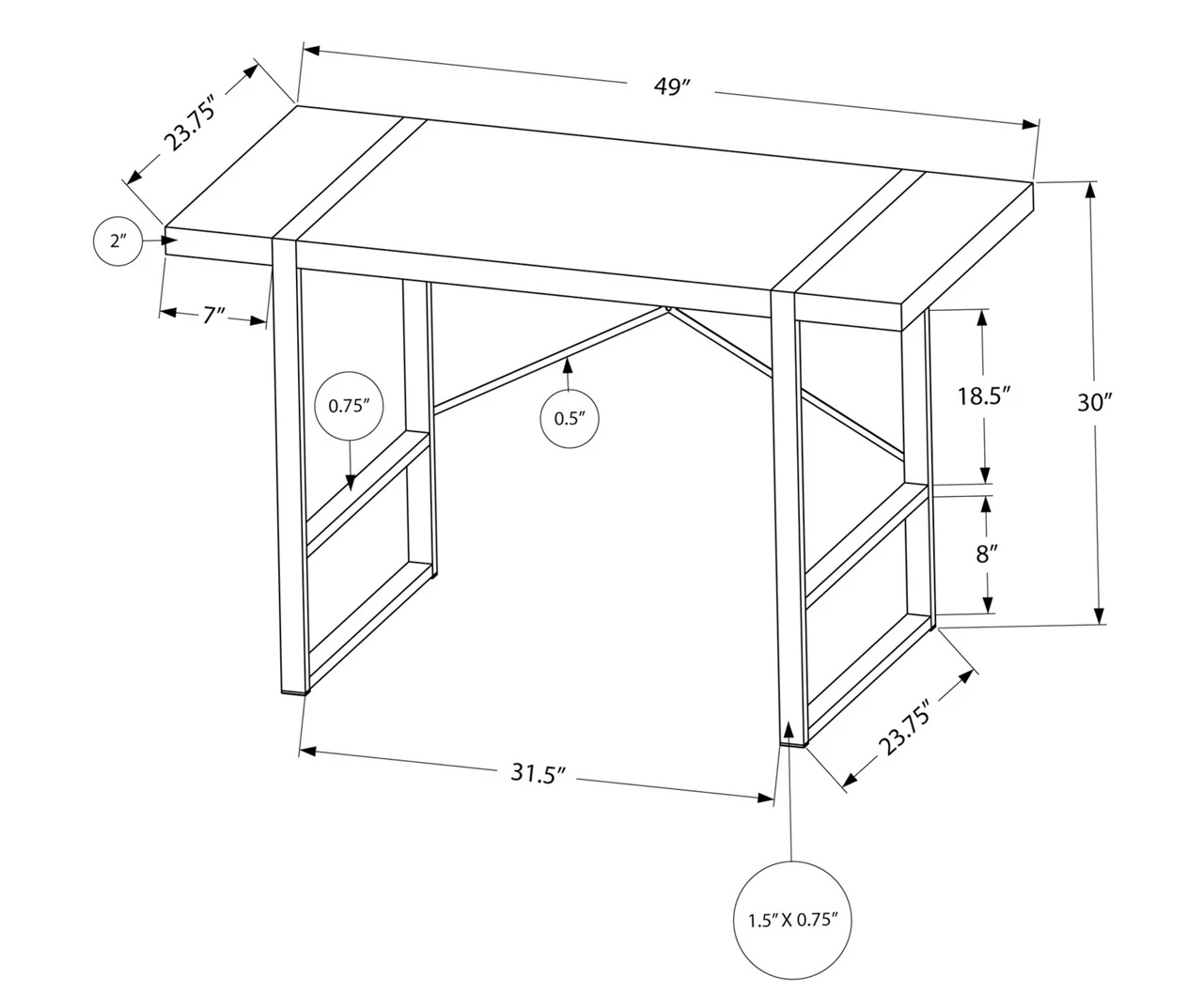 Monarch Paneled Metal Computer Desk 10 Monarch Paneled Metal Computer Desk - Image 10