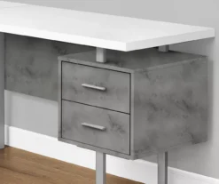 Faux Concrete & White 3-Drawer L-Shaped Corner Desk -Walker Edison Shop 810527349 3