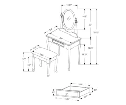 Antique White 2-Piece Mirror Vanity Set -Walker Edison Shop 810527351 6