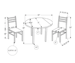 Dark Taupe & Black Metal 3-Piece Dining Set -Walker Edison Shop 810527363 5