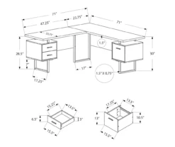 Taupe & Black 3-Drawer L-Shaped Corner Desk -Walker Edison Shop 810527372 5